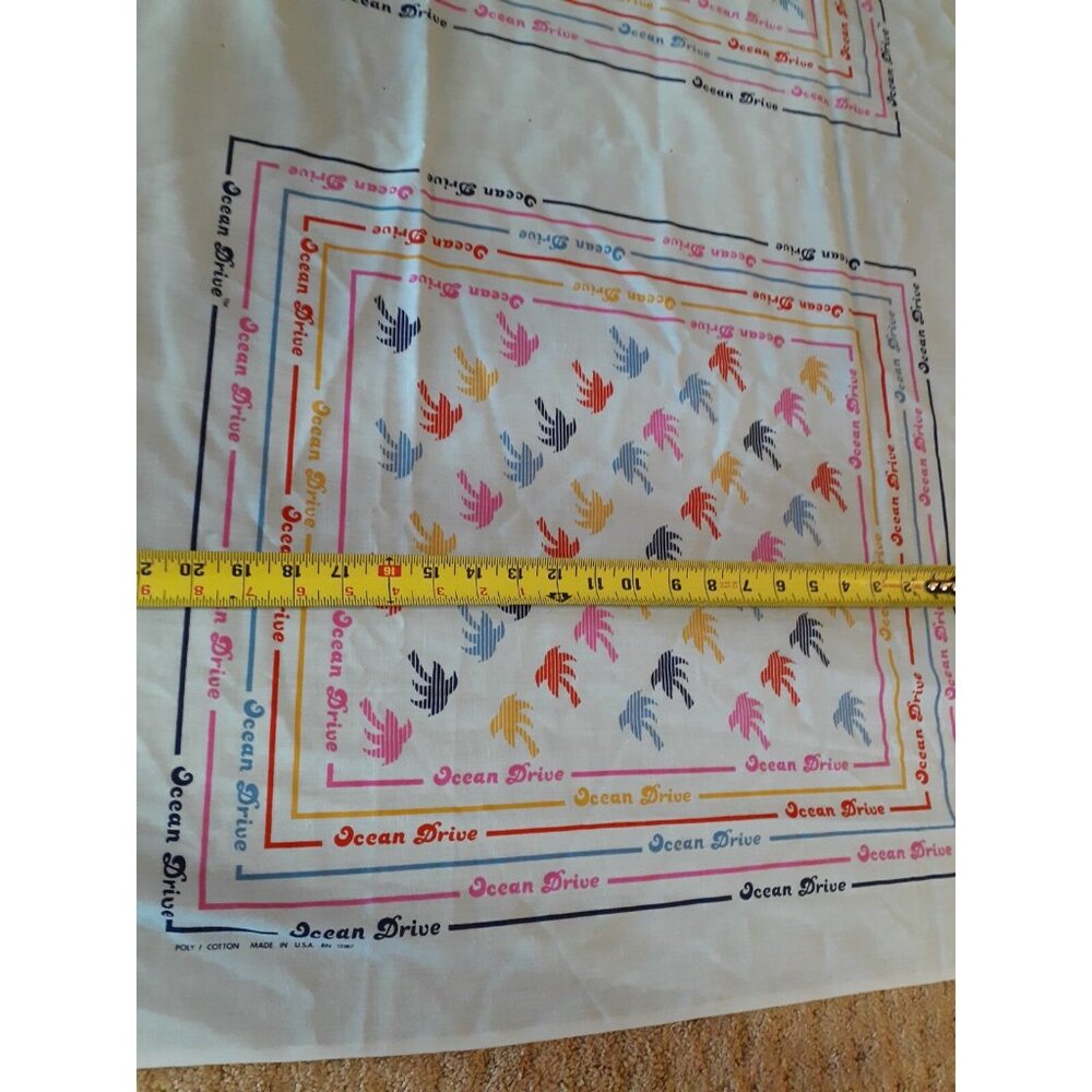 Ocean Drive Palm Trees in a Rainbow Colors Cotton Fabric Panels 3 yards hankies